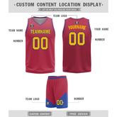 Custom Blue Red Classic Style Reversible Basketball Uniform Personalized COOLMAX BBJR-D017029